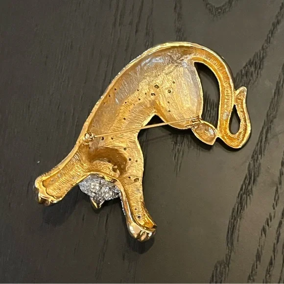 For Lisa Vintage large cat shoulder pin/brooch, rhinestone - Picture 4 of 4